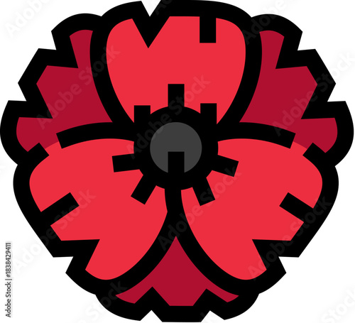 Red poppy flower symbol of remembrance and memorial
