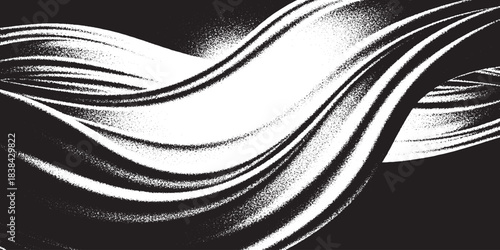 Dynamic Wavy Lines Abstract Black and White Background.