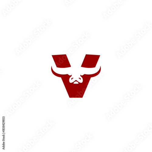 Aggressive Bull Head Letter V...