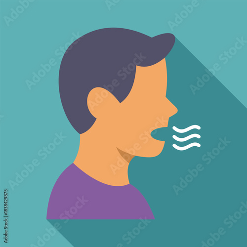 Person exhaling air, representing breathing and respiratory health