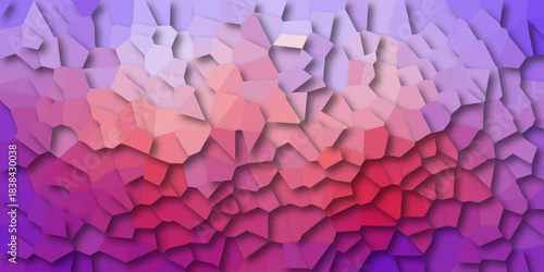 Vibrant Gradient Polygonal Mosaic with Deep Shadows and Textured Surface in Purple Pink and Red Hues