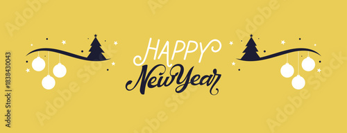 Happy New Year Vector illustration for website banner, social media banner, covers, greeting card, posters, business and marketing material. Modern New Year 2026 Background Banner 
