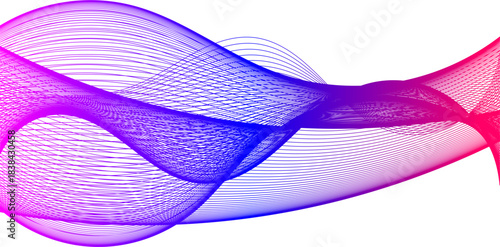 Abstract wavy lines with a vibrant gradient color transition from pink to blue to red, creating a dynamic and fluid background.