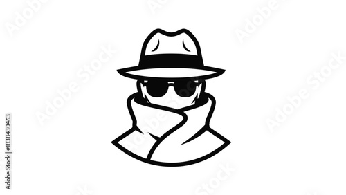 Incognito Secret Agent Spy Icon Logo Vector Illustration