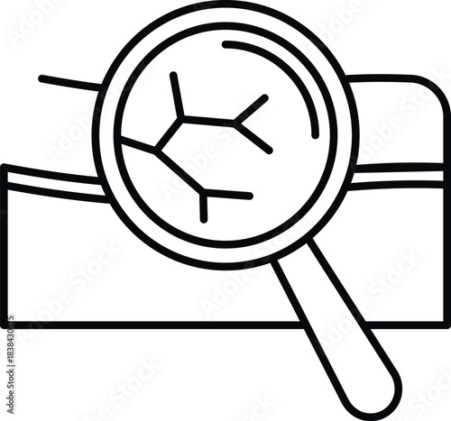 Magnifying glass showing cracked dry skin condition problem