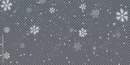 Png Falling snow on transparent background. Light snowfall, snowflakes, Snow flakes, snow background. Bokeh lights vector file