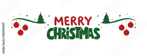 Merry Christmas Vector illustration for website banner, social media banner, covers, greeting card, posters, business and marketing material. Christmas Background Banner Green & Red Xmas