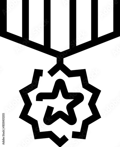 Military medal honor prize award ribbon icon