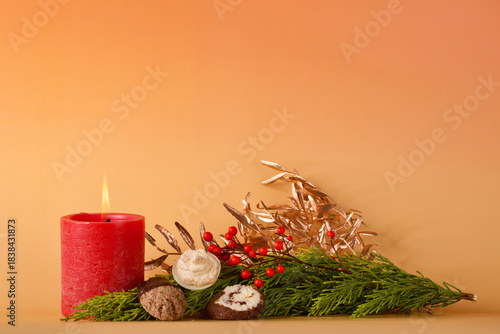 christmas still life with candle