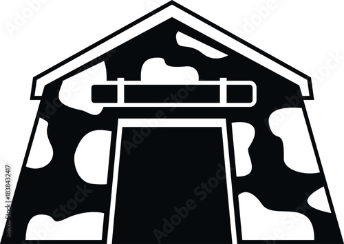 Military camouflage tent providing temporary shelter on an isolated white background