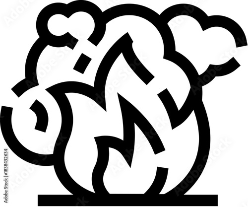 Fire producing smoke line art icon symbol
