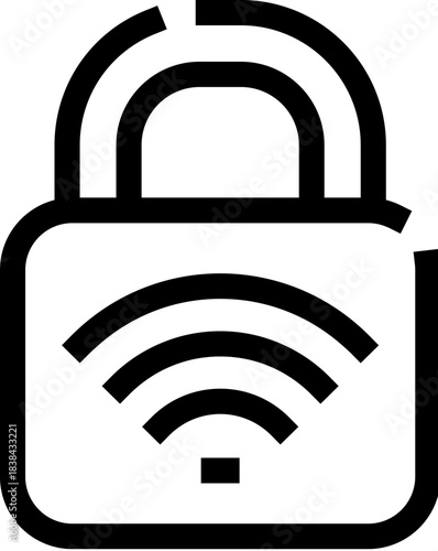 Padlock icon with wifi signal representing network security