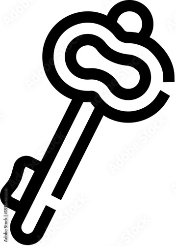 Old skeleton key icon representing security access and solution