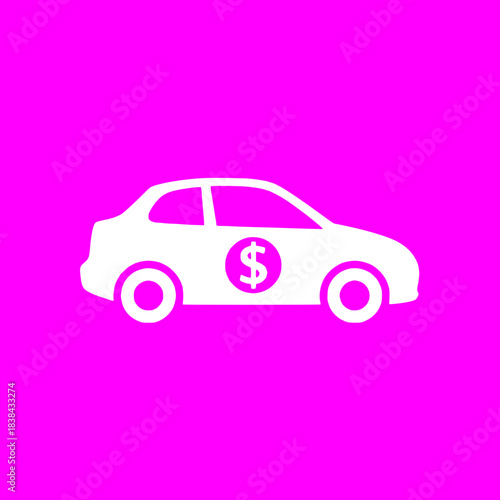 White car with dollar sign icon