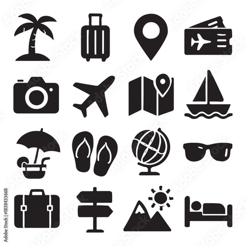 Traveling, Holiday & Recreation Line Icons
