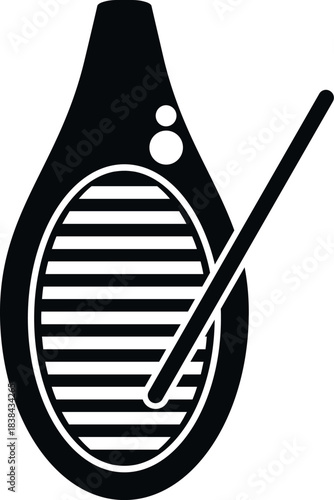 Guiro musical instrument with a scraper creating latin american percussion sounds