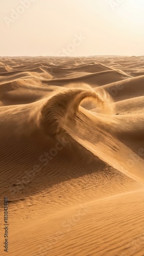 Dramatic sand wave formation desert landscape nature photography warm environment aerial view