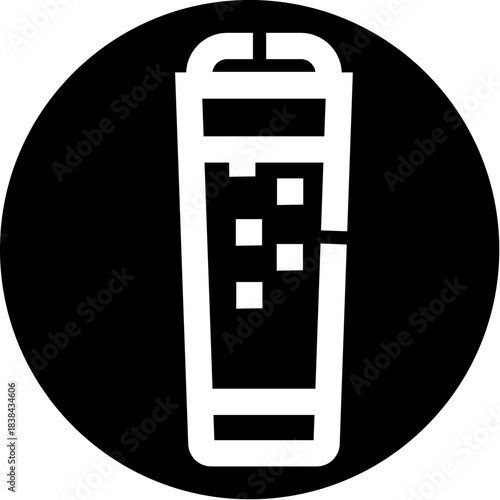 Carbonated soft drink glass icon with bubbles
