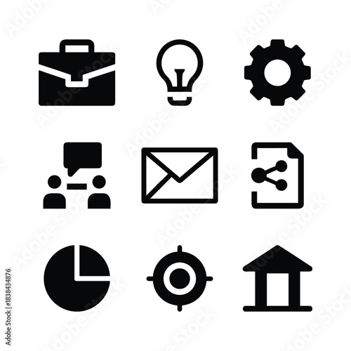 Set of business icons, Flat business icons bundle, Corporate and office icons.