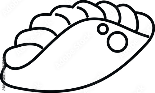 Empanada icon featuring line art style depicting a savory baked or fried pastry