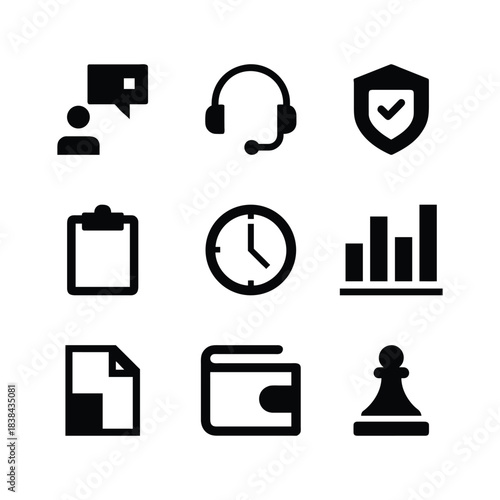 Set of business icons, Flat business icons bundle, Corporate and office icons.