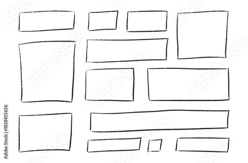 Crayon frame border with doodle box shape and rough texture. Hand drawn pastel rectangle with childish chalk brush strokes. Cute grunge vector design for school or kindergarten text template.