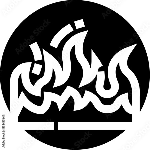 Burning cigarette creating smoke and danger icon
