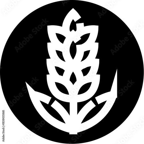 Wheat ear graphic symbol in black circle