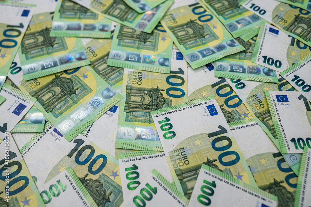 Obraz premium Euro banknotes background representing business growth, finance success, economy, money and investment strategy