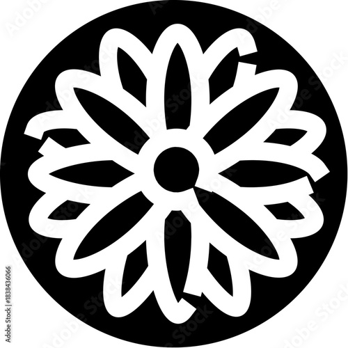 Circular floral abstract logo representing nature and organic beauty