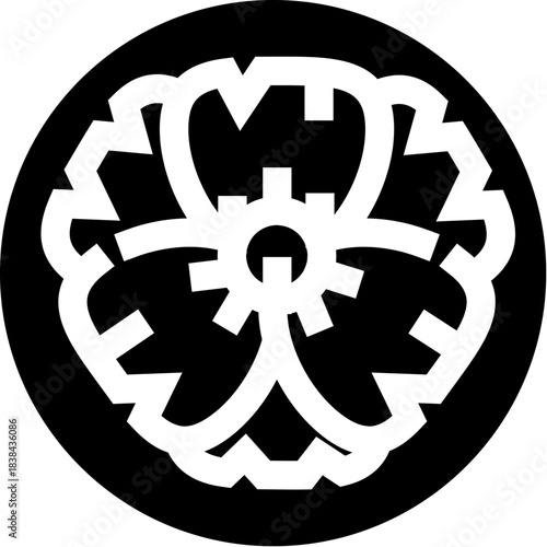 Japanese mon family clan crest stylized flower