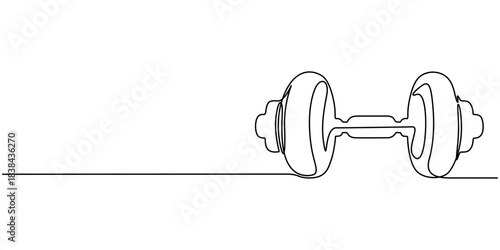Continuous one line drawing of dumbbells' outline graphic vector illustration