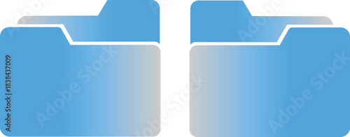 blue folder icons showing file transfer synchronization and data exchange between directories isolated on white background.