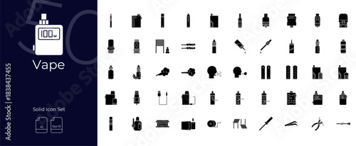 Vape Solid Editable Icons set