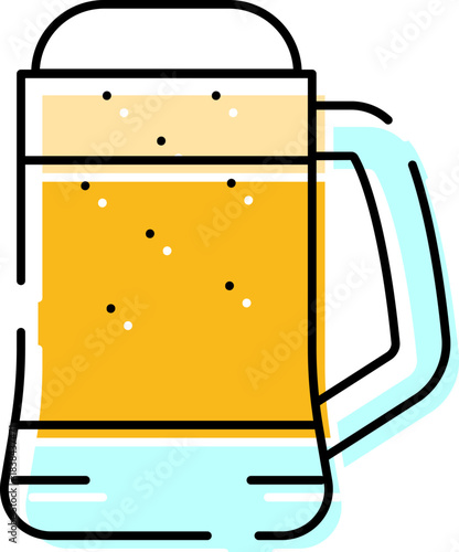 Beer mug with foam in line art design