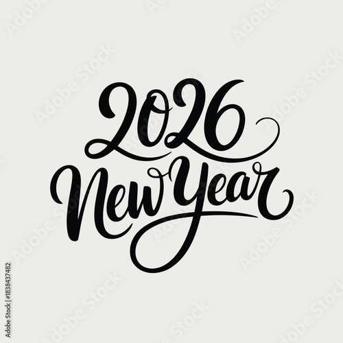 New Year 2026: Elegant, stylish typography presents the forthcoming year's greeting, embodying anticipation, fresh starts, and the promise of new beginnings.