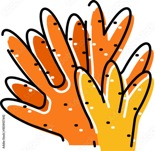 Orange and yellow coral marine plant doodle illustration