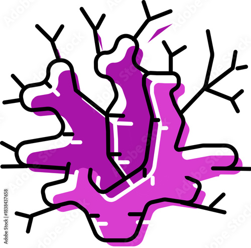 Fungus or lichen growing abstract conceptual illustration