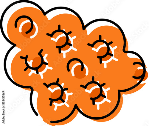 Microbes forming a cloud of infection and disease