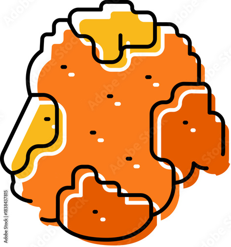 Asteroid space rock in universe with craters icon