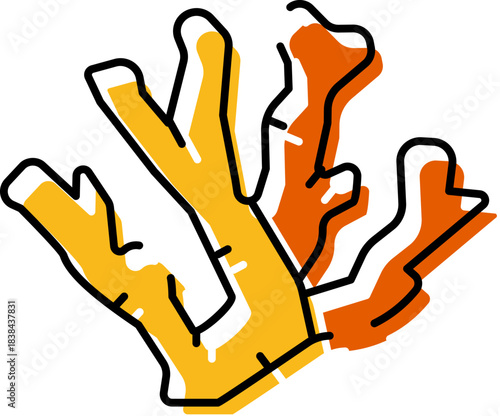 Branching coral marine life underwater plant illustration