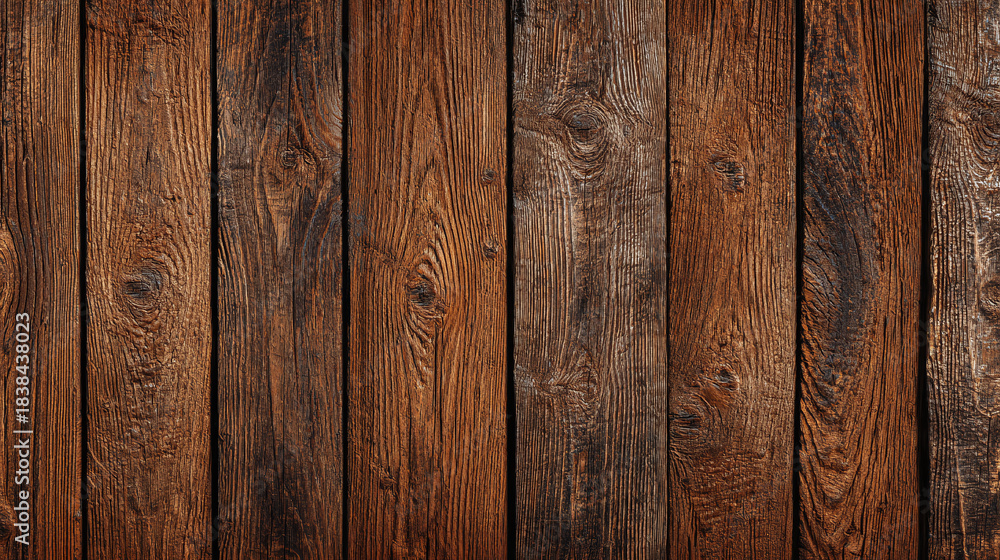Fototapeta premium Rustic wooden planks creating a warm and inviting backdrop. The intricate grain patterns add texture and character to the surface