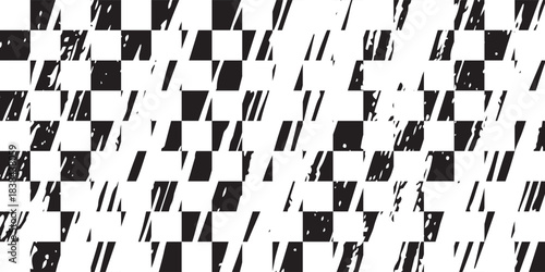 Racing flag sport background horizontal grunge checkered pattern vector design with empty space