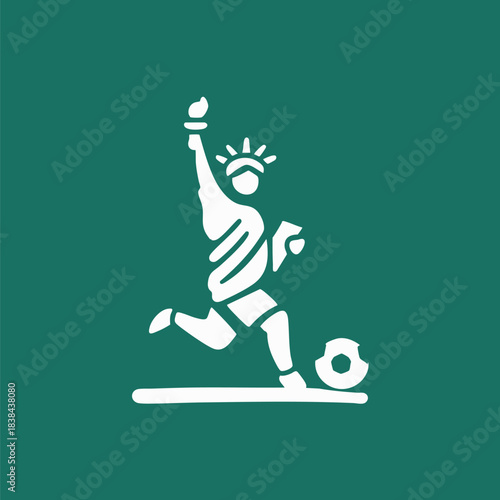 Statue of Liberty soccer logo design — minimalist USA football symbol in modern graphic style