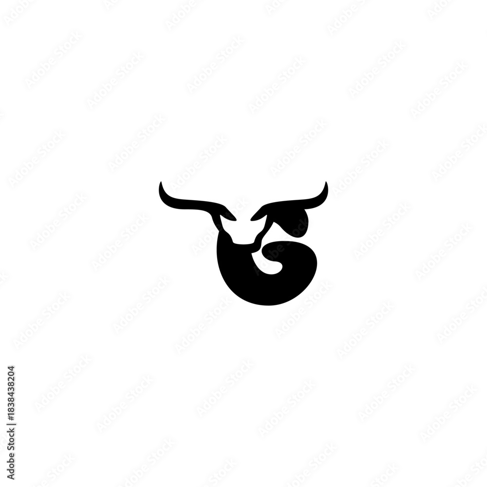 Fototapeta premium Minimalist Bull Head Shape Le...