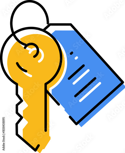 House key with tag representing property access