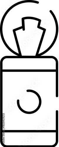 Wet wipe dispenser line icon with refreshing symbol