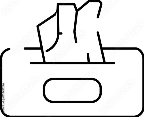 Tissue box dispenser line icon for hygiene concept