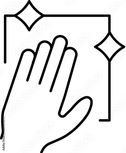 Hand wiping a clean surface icon line art