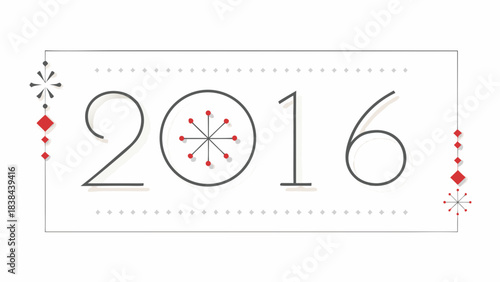 Modern minimalist design with the year 2016 and geometric accents